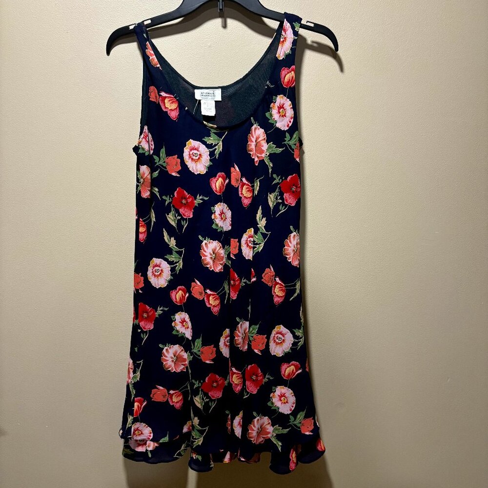 Navy Floral Flowy Dress